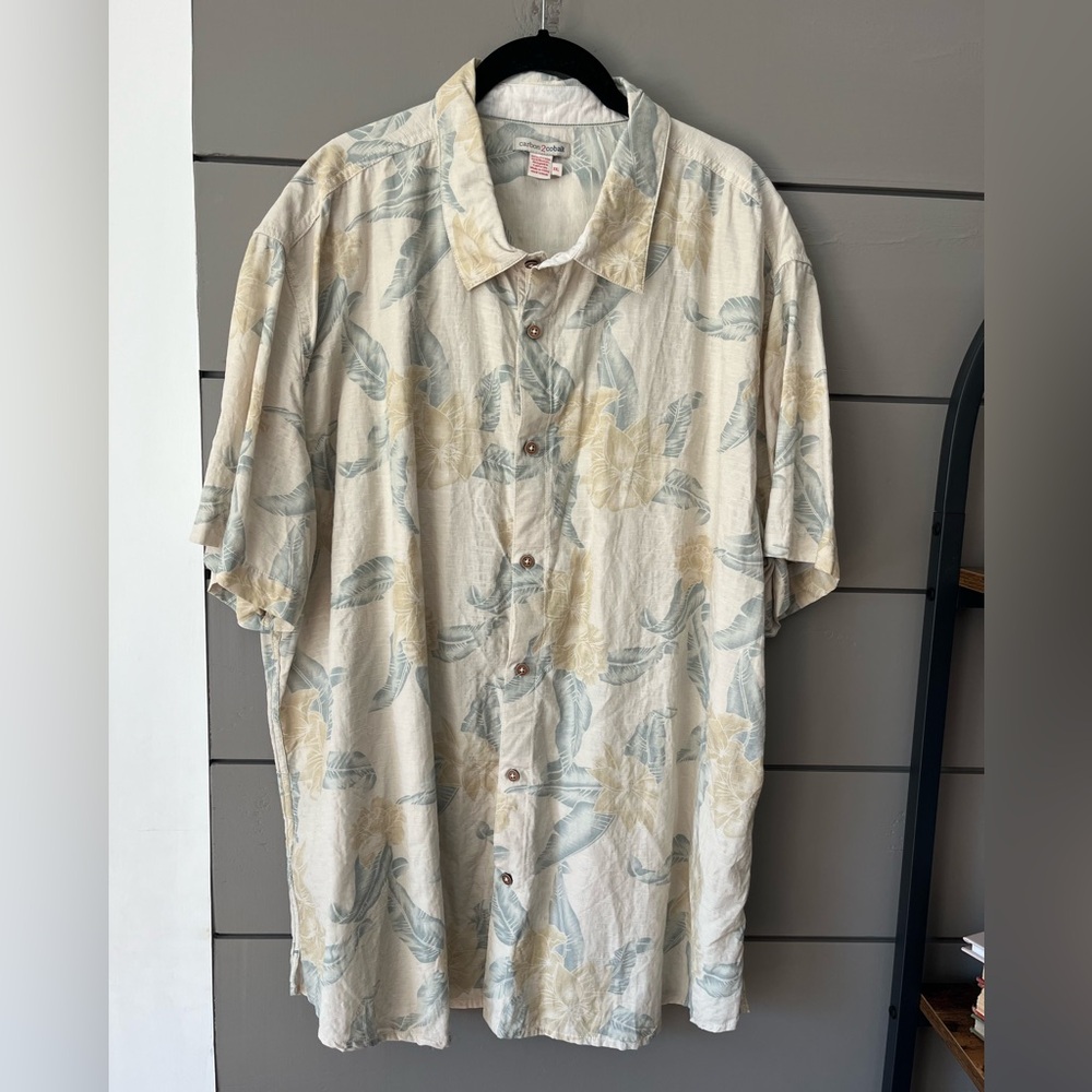 Carbon 2 Cobalt short sleeve button up Hawaiian neutral shirt size XXL EUC‎